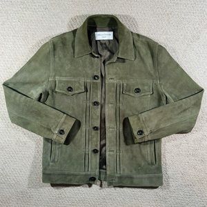 Officine Generale Liam Suede Trucker Original Olive Green